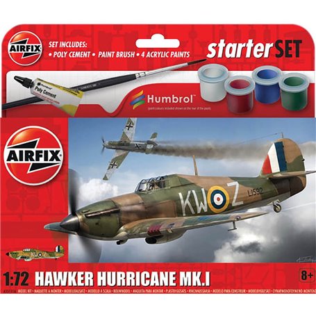 Airfix 1:72 Hawker Hurricane Mk.I - STARTER SET - z farbami