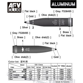 AFV Club 1:35 ALUMINIUM 155MM ARTILLERY SHELL - M1122 AND M454