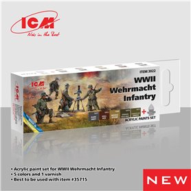 ICM 3022 Zestaw farb ACRYLIC PAINT SET FOR WWII WEHRMACHT INFANTRY