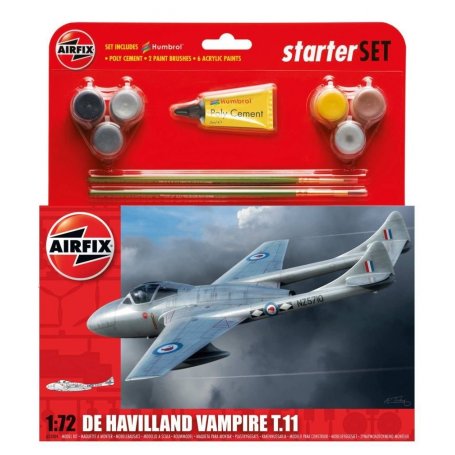Airfix 1:72 De Havilland Vampire T11 - STARTER SET - w/paints 