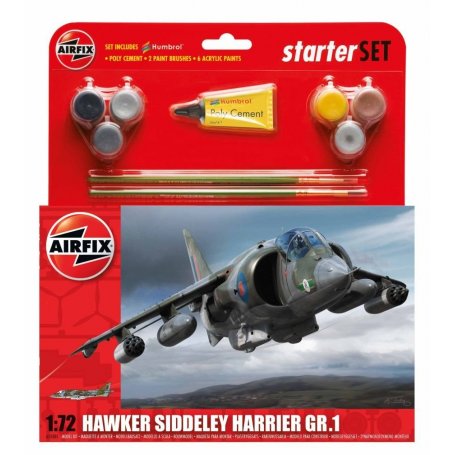Airfix 1:72 Hawker Harrier GR.1 - STARTER SET - w/paints 