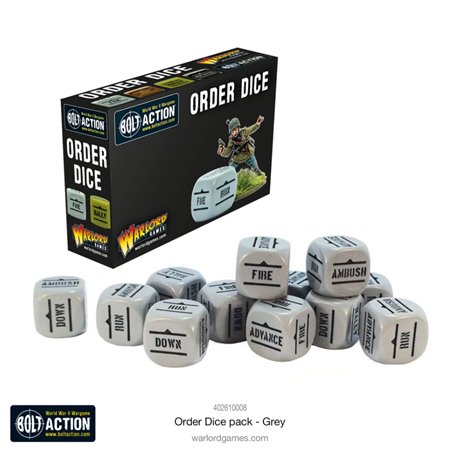 Bolt Action Orders Dice Pack - Grey