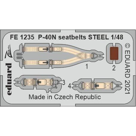 Eduard STEEL 1:48 Pasy bezpieczeństwa do P-40n Seatbelts Steel