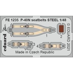 Eduard STEEL 1:48 Pasy bezpieczeństwa do Curtiss P-40N dla Academy