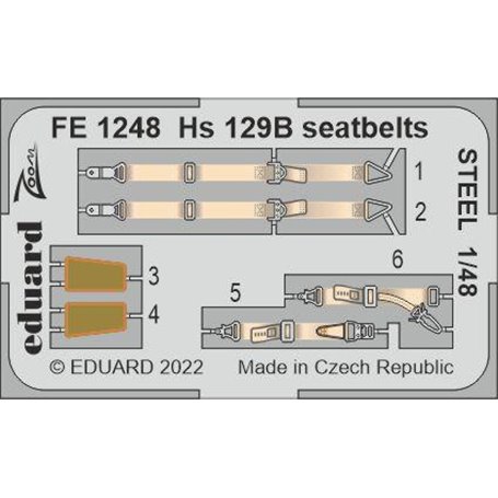 Eduard STEEL 1:48 Pasy bezpieczeństwa do Hs 129b Seatbelts Steel