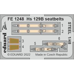 Eduard STEEL 1:48 Pasy bezpieczeństwa do Henschel Hs-129B dla Hobby 2000 / Hasegawa