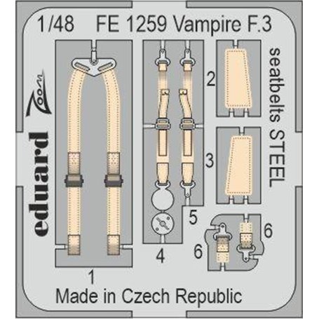 Eduard 1:48 Vampire F.3 Seatbelts Steel