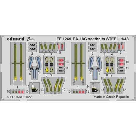 Eduard STEEL 1:48 Pasy bezpieczeństwa do Ea-18g Seatbelts Steel