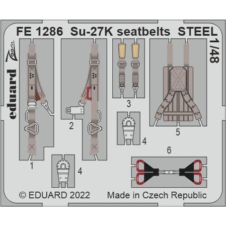 Eduard STEEL 1:48 Pasy bezpieczeństwa do Su-27k Seatbelts Steel