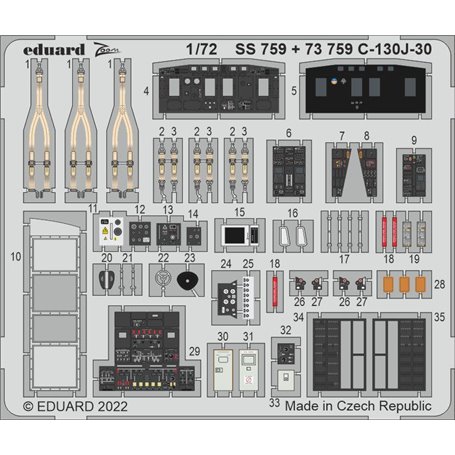 Eduard 1:72 Elementy wnętrza do C-130j-30 dla Zvezda