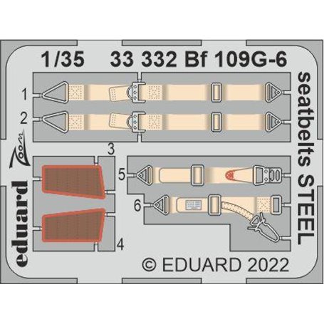 Eduard 1:35 Bf 109g-6 Seatbelts Steel