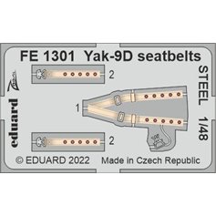 Eduard STEEL 1:48 Pasy bezpieczeństwa do Yakovlev Yak-9D dla Zvezda