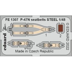 Eduard STEEL 1:48 Pasy bezpieczeństwa do Republic P-47N dla Academy