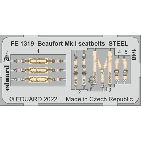 Eduard 1:48 Beaufort Mk.I Seatbelts Steel