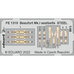 Eduard STEEL 1:48 Pasy bezpieczeństwa do Beaufort Mk.I dla ICM