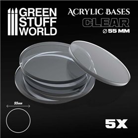 Green Stuff World Acrylic Round BASES 55MM CLEAR - 5szt.