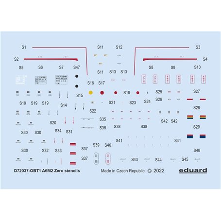 Eduard 1:72 Napisy eksploatacyjne do Mitsubishi A6M2