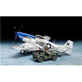 Tamiya 25205 1/48 North American P-51D Mustang & 1/4-ton 4x4 Light Vehicle Set
