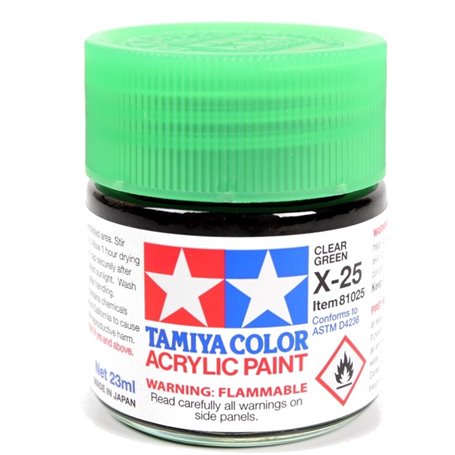 Tamiya X-25 Farba akrylowa CLEAR GREEN / 23ml