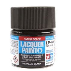 Tamiya LP-40 Lacquer paint METALLIC BLACK - 10ml 