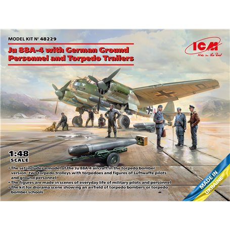 ICM 48229 Ju 88A-4 with German Ground Personnel and Torpedo Trailers
