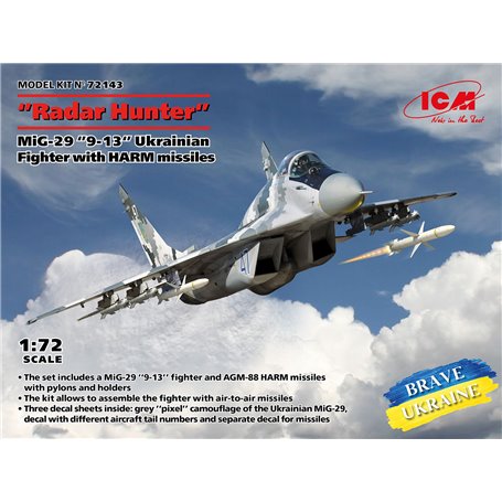 ICM 72143 "Radar Hunter" MiG-29 "9-13" Ukrainian Fighter with HARM Missiles