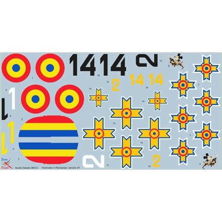 Exotic Decals 1:48 Kalkomanie do Hawker Hurricane - IN ROMANIAN SERVICE 1