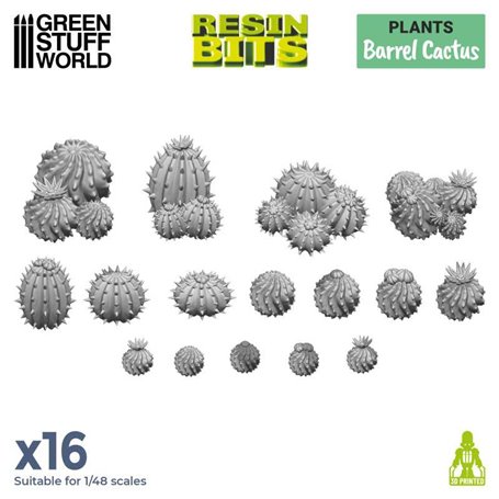 Green Stuff World 3D printed set Barrel Cactus