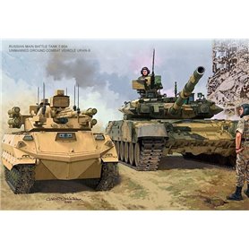 Amusing 1:35 T-90A + Uran-9 - 2IN1 RUSSIAN MBT AND UUMANNED GROUND COMBAT VEHICLE