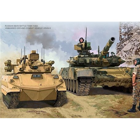 Amusing 35A053 T-90A & Uran-9 2in1 Russian MBT & Unmanned Ground Combat Vehicle