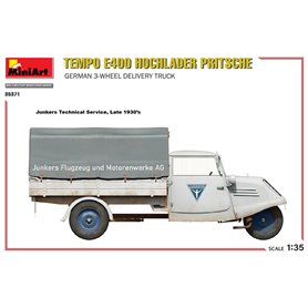 Mini Art 1:35 Tempo E400 Hochlander Pritsche - GERMAN 3-WHEELED DELIVERY TRUCK