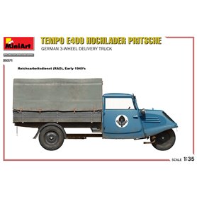 Mini Art 1:35 Tempo E400 Hochlander Pritsche - GERMAN 3-WHEELED DELIVERY TRUCK