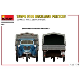 Mini Art 1:35 Tempo E400 Hochlander Pritsche - GERMAN 3-WHEELED DELIVERY TRUCK