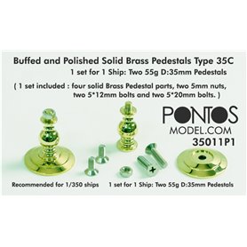 Pontos 35011P1 Buffed and Polished Solid Brass Pedestals Type 35