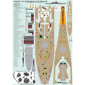 Pontos 37034FN USS BB-63 Missouri 1945 Detail up set for HB (Teak Tone) 1/350