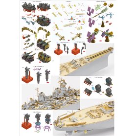 Pontos 37034FN USS BB-63 Missouri 1945 Detail up set for HB (Teak Tone) 1/350