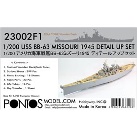 Pontos 1:200 Zestaw waloryzacyjny do USS BB-63 Missouri 1945 - DETAIL UP SET - TEAK TONE DECK