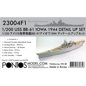Pontos 1:200 Zestaw waloryzacyjny do USS BB-61 Iowa 1944 - DETAIL UP SET - TEAK TONE DECK