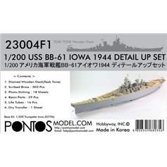 Pontos 1:200 Zestaw waloryzacyjny do USS BB-61 Iowa 1944 - DETAIL UP SET - TEAK TONE DECK