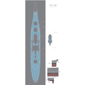 Pontos 35002WD1 USS BB-63 Missouri Wooden Deck set Blue Deck 1/350