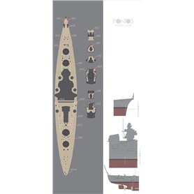 Pontos 35014WD1 DKM Tirpitz Wooden Deck set Type R 1/350