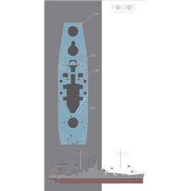 Pontos 35025WD1 USS BB-59 Massachusetts Wooden Deck set Type 1 1/350