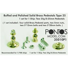 Pontos 35010P1 Buffed and Polished Solid Brass Pedestals Type 25