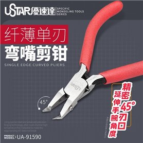 U-STAR UA-91590 Szczypce tnące z zakrzywioną końcówką ULTRA THIN BEND NOSE PLIERS W/SINGLE EDGE