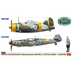 Hasegawa 1:72 B-239 Buffalo + Messerschmitt Bf-109 G-6 Juutilainen - W/FIGURE - LIMITED EDITION