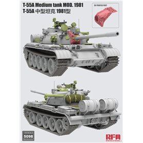 RFM 1:35 T-55A MEDIUM TANK MODEL 1981 W/WORKABLE TRACK LINKS