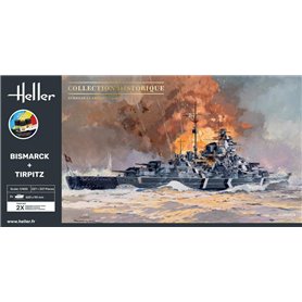 Heller 1:400 Bismarck + Tirpitz - TWINSET - STARTER KIT - z farbami