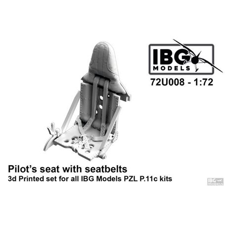 IBG 72U008 Pilot's Seat with Seatbelts 3D Printed for IBG PZL P.11c