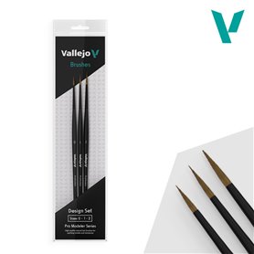 VALLEJO B01991 - Zest. pędzli - Pro Modeler - Design Set - Natural Hair (0, 1, 2)