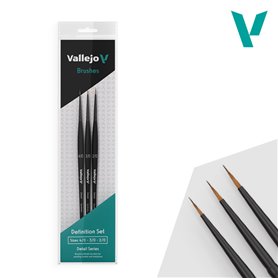 VALLEJO B02990 - Zest. pędzli - Detail - Definition Set - Synthetic fibers (4/0, 3/0, 2/0)